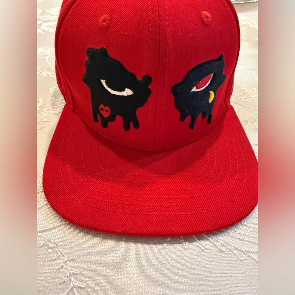 Roku Studio Tear Drips Flat Bill Red Structured Adults Men Snapback Hat Cap